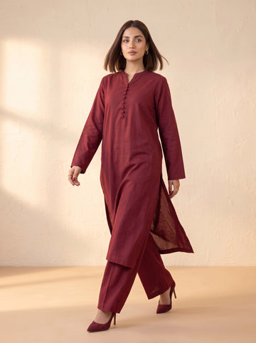 Swiss Lawn Solid 2Piece Stitched SF-410 (Meroon)