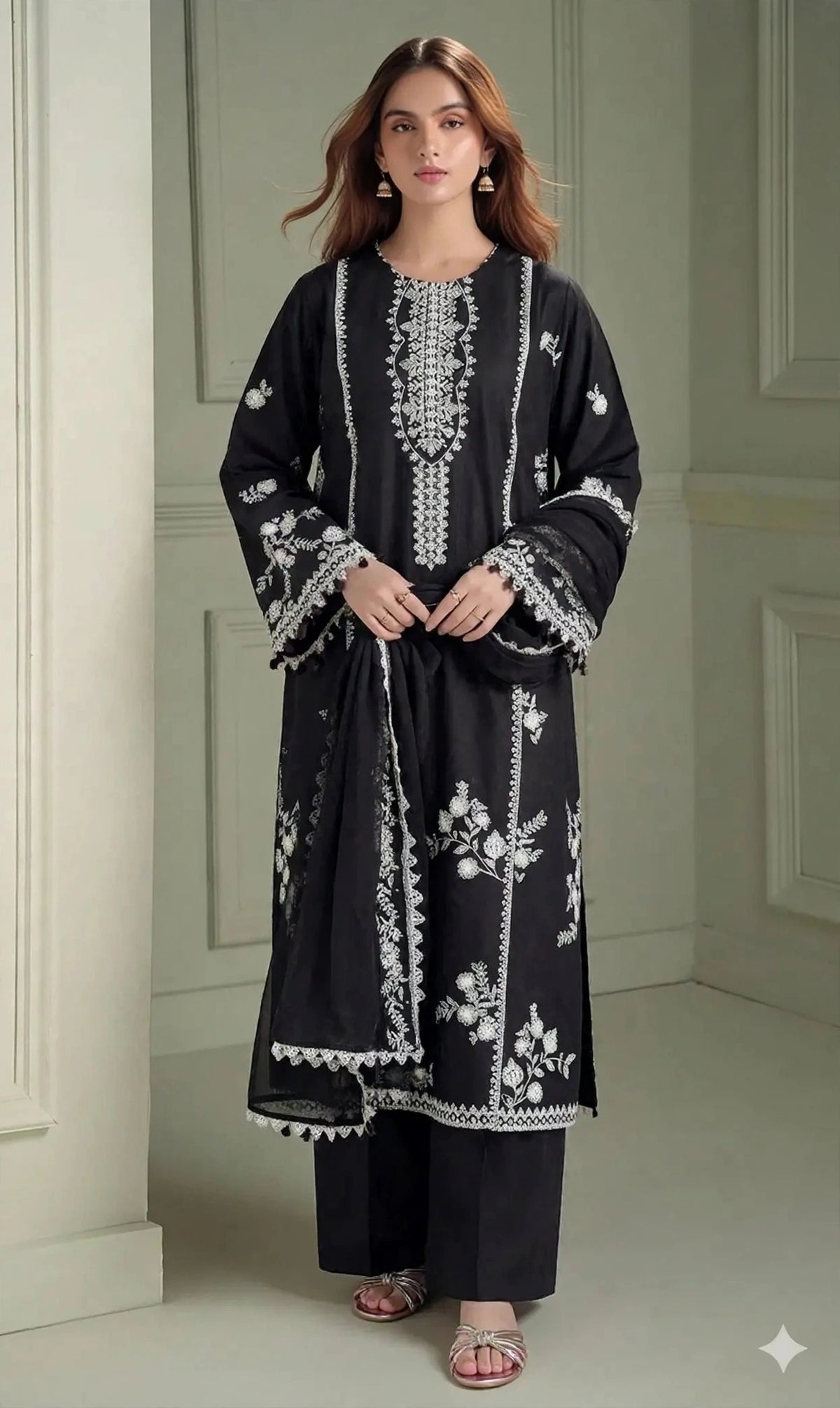 Mareena Embroidered Stitched 3Piece SF- 404