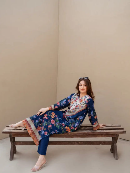 Printed Silk Kaftan 2Piece SF - 418