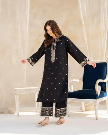 Black hook Embroidered Lawn Ensemble