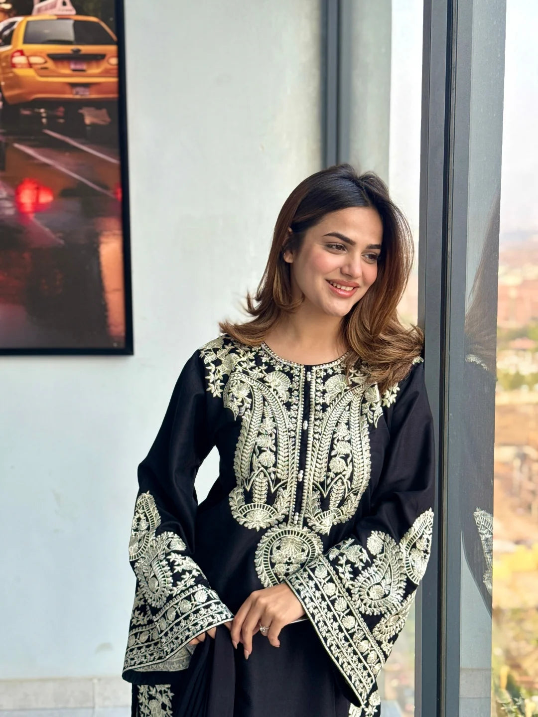 Lawn Embroidered 3Piece Stitched SF - [415 BLK]