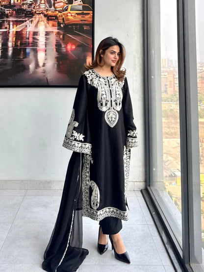Lawn Embroidered 3Piece Stitched SF - [415 BLK]