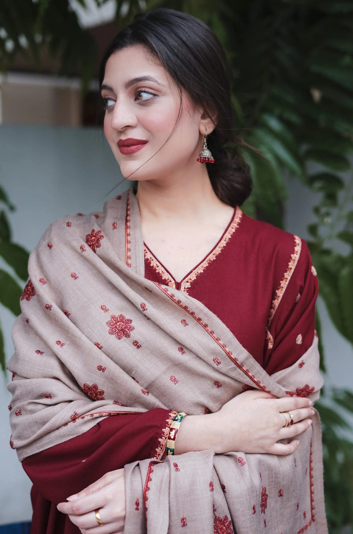 SF-350 Kashmiri Embroidered Maroon Suit