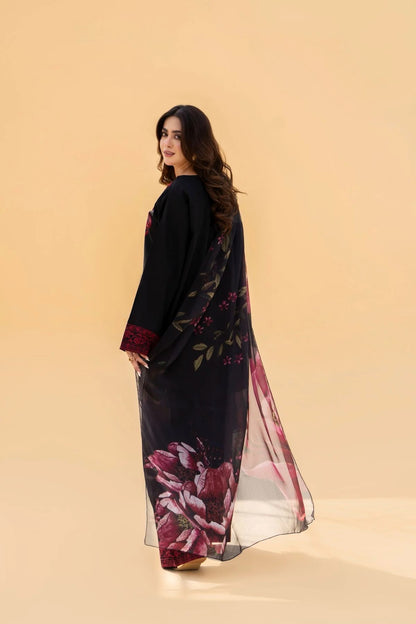 SF-394 Embroidered Black linen Three Piece Dress