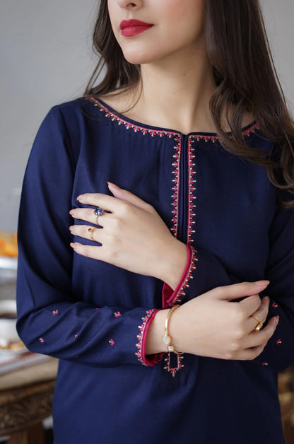 SF-348 Navy Blue Tilla Embroidered Suit