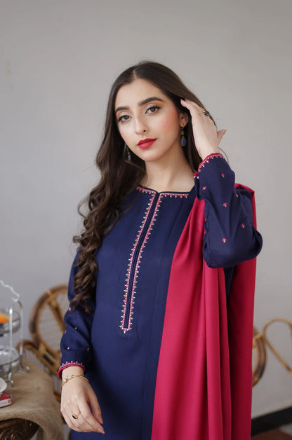 SF-348 Navy Blue Tilla Embroidered Suit
