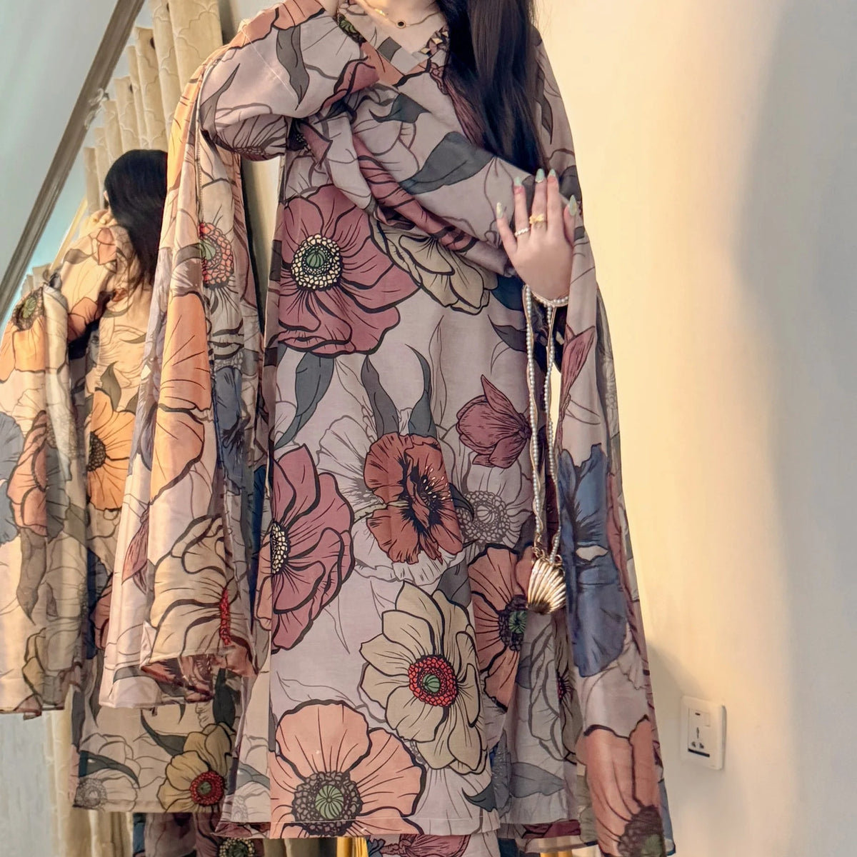 SF - 398 Premium Printed 3 Pc Stitched Suit