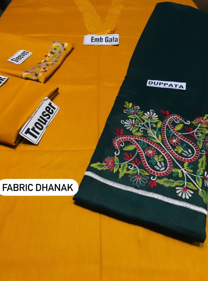 Aisling D # 351 - | 3pc Dhanak with Embroidered Dhanak Dupatta